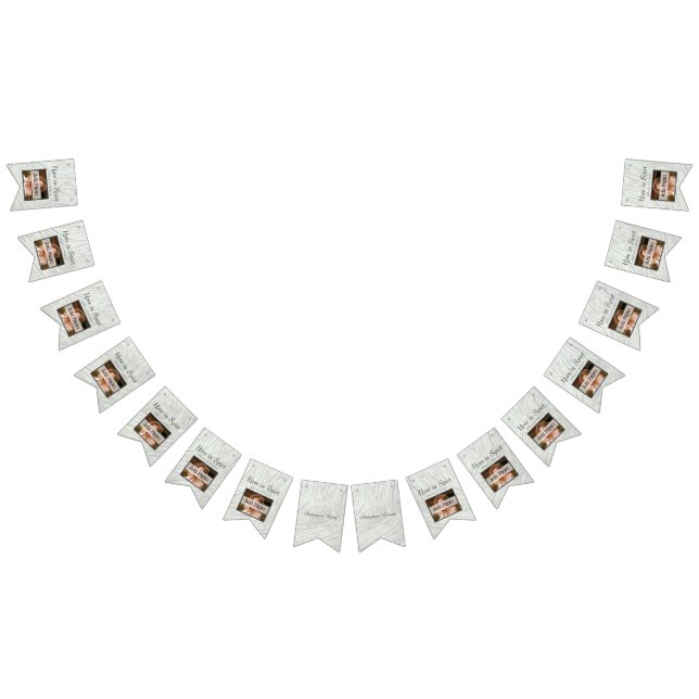 Rustic Wedding  Gray Wood Add your photos Bunting Flags (All)