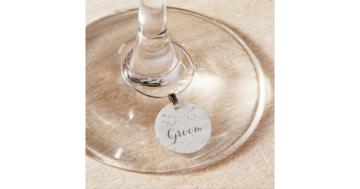 Rustic Wedding Groom Wine Glass Charm Zazzle Com Rustic Wedding Groom Wine Glass Charm