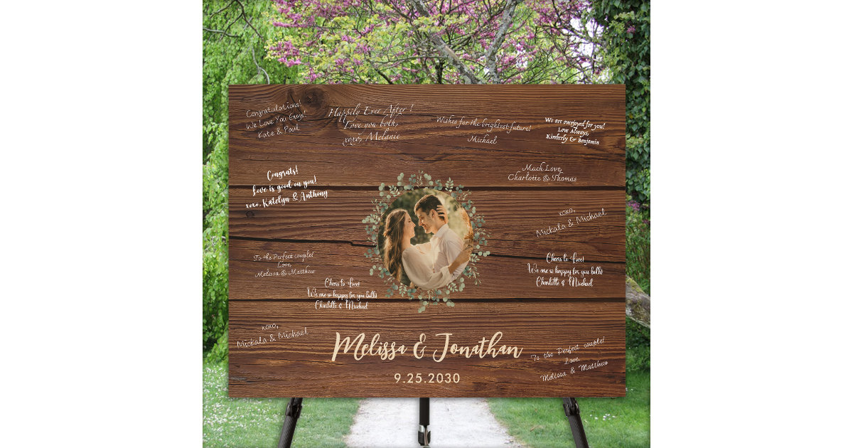 Rustic Wedding Guest Book Alternative Custom Photo Wood Wall Art Zazzle Rustic wedding guest book alternative custom photo wood wall art zazzle