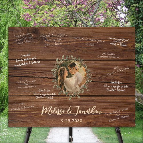 Rustic Wedding Guest Book Alternative Custom Photo Wood Wall Art