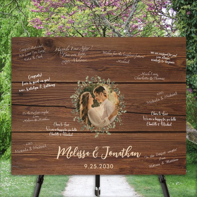 Rustic Wedding Guest Book Alternative Custom Photo Wood Wall Art (Creator Uploaded)