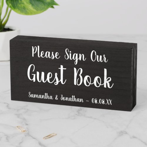 Rustic Wedding Guest Book Dark Wooden Box Sign