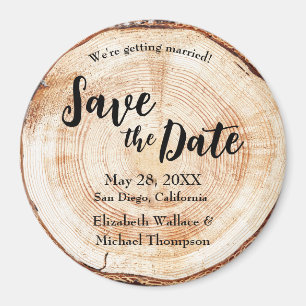 Rustic Wedding Handwritten script Wood grain Magnet