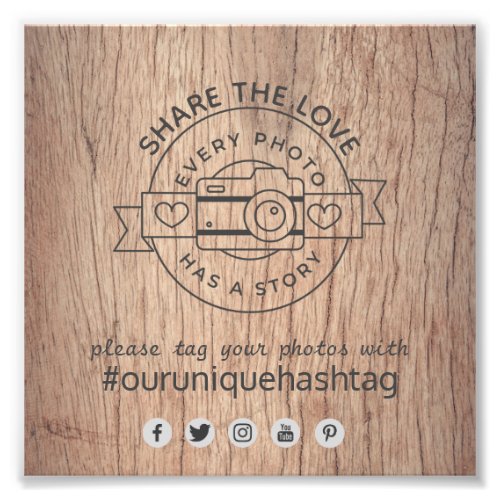 Rustic Wedding Hashtag Sign _ Wood Camera Share