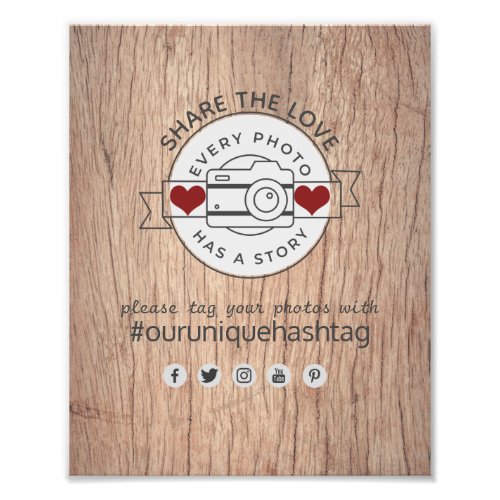 Rustic Wedding Hashtag Sign _ Wood Camera Share