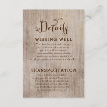 Rustic Wedding Information Cards by joyonpaper at Zazzle