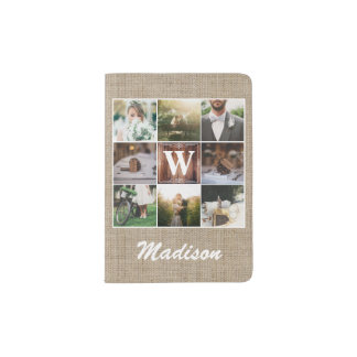 Rustic Wedding Instagram Photo Grid Wood Burlap Passport Holder