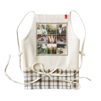 Rustic Wedding Instagram Photo Grid Wood Burlap Zazzle HEART Apron