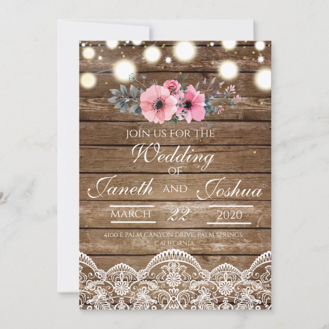 Rustic Wedding Invitation, Country Wedding Invitation (Front)