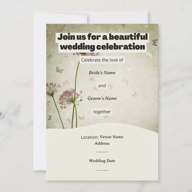 Rustic Wedding Invitation – Customizable Details (Front)