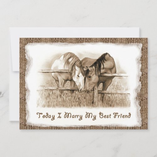 Rustic Wedding Invitation Getting Hitched Horses Invitation