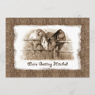 Rustic Wedding Invitation: Getting Hitched: Horses Invitation