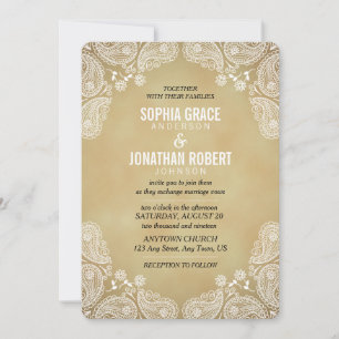 Rustic Wedding Invitation I Hand Drawn Paisley