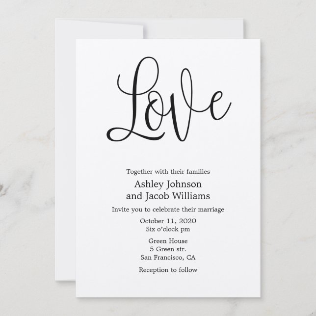 Rustic wedding invitation love. Kraft invites (Front)