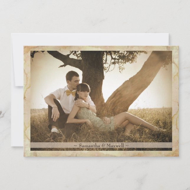Rustic Wedding Invitation, Photo Invitation (Front)