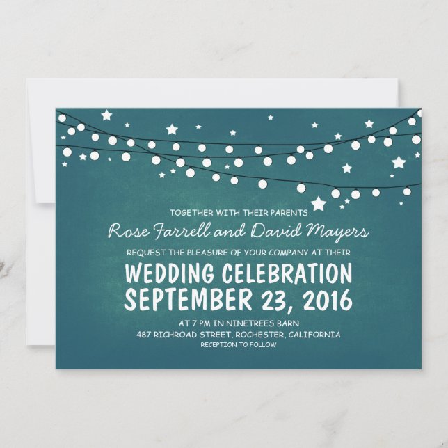 Rustic Wedding Invitation & Starry Night Lights (Front)