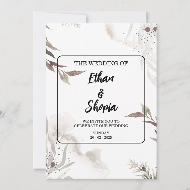 Rustic Wedding Invitation Template - Customizable  (Front)
