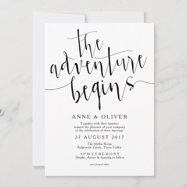 Rustic Wedding Invitation The Adventure Begins (Front)