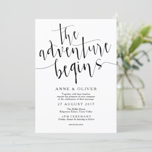Rustic Wedding Invitation The Adventure Begins | Zazzle