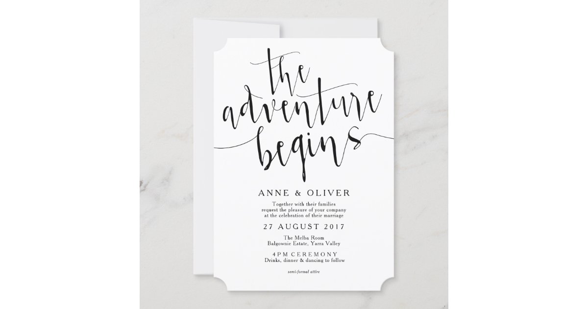 Rustic Wedding Invitation The Adventure Begins | Zazzle.com