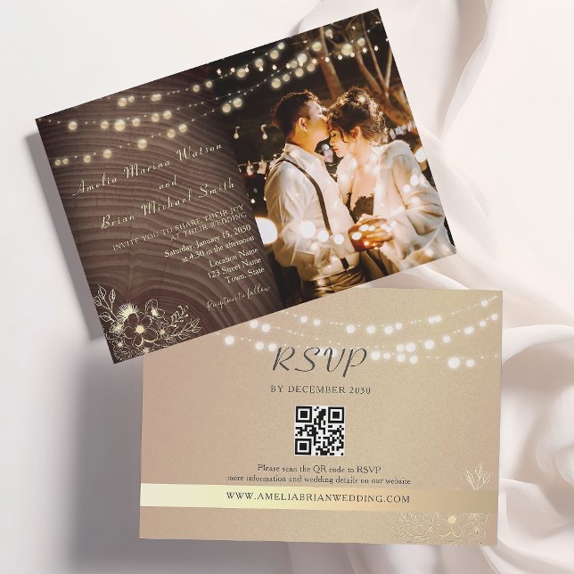 Rustic Wedding Invitation with Photo and QR Code (Creator Uploaded)