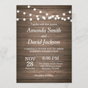 Rustic Wedding Invitation Wood Country Vintage