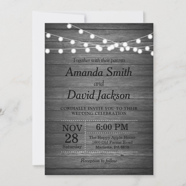 Rustic Wedding Invitation Wood Country Vintage (Front)