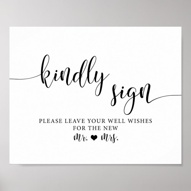 Rustic Wedding Kindly Sign Well Wishes Sign (Front)