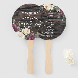Rustic Wedding Lace Floral Wedding Program Hand Fan