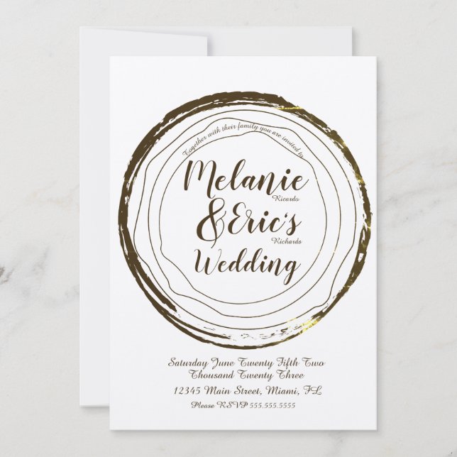 Rustic Wedding Log Elegant Script Invitation (Front)