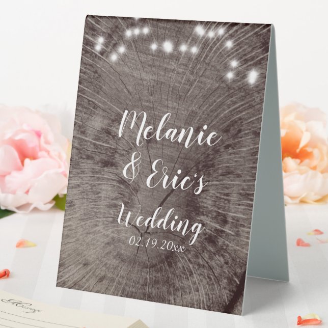 Rustic Wedding Log Lights Wedding  Table Tent (In SItu (Wedding))