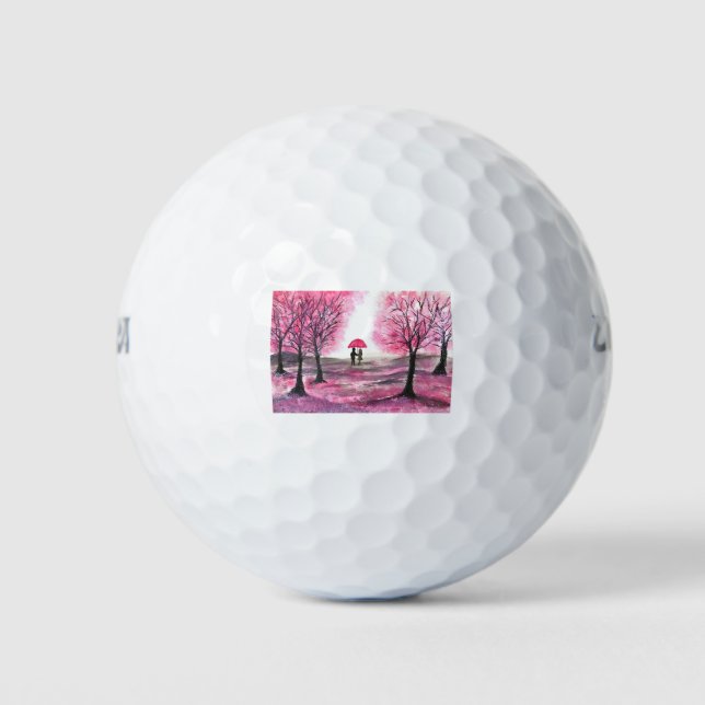 Rustic wedding love couple cherry blossoms tree golf balls (Front)