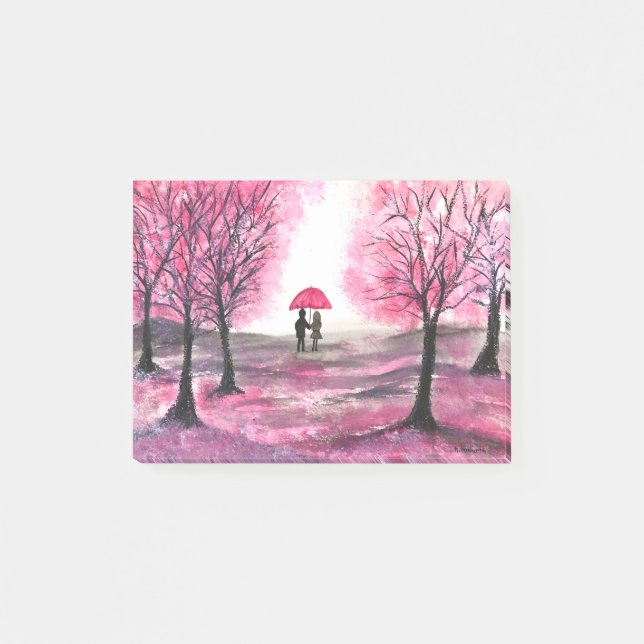 Rustic wedding love couple cherry blossoms tree post-it notes (Front)