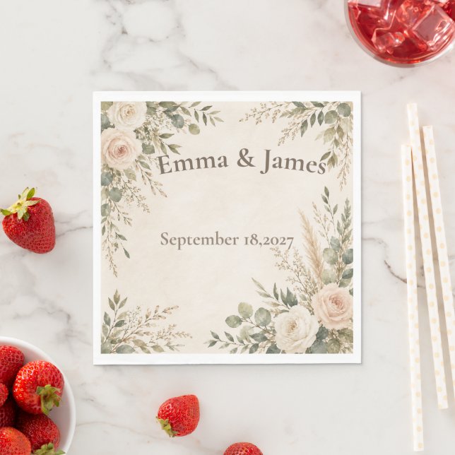 Rustic Wedding Lunch Napkins (Insitu)