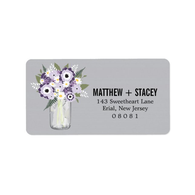 Rustic Wedding Mason Jar and Floral Label (Front)