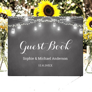 Rustic Wedding Mason Jar Black Guest Book