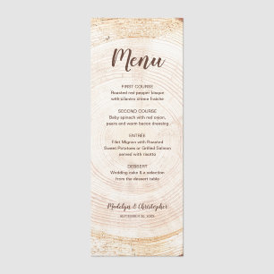 Rustic wedding menu Script Wood cut slice