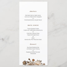 Rustic Wedding menu, Vintage boho menu