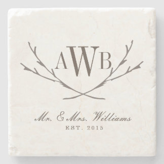 Rustic Wedding Monogram Coasters