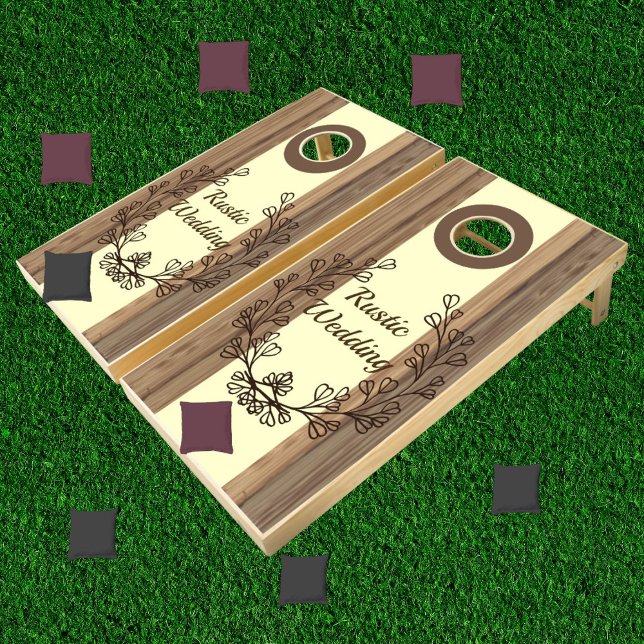 Rustic Wedding Monogram Elegant Farmhouse Custom Cornhole Set (Creator Uploaded)