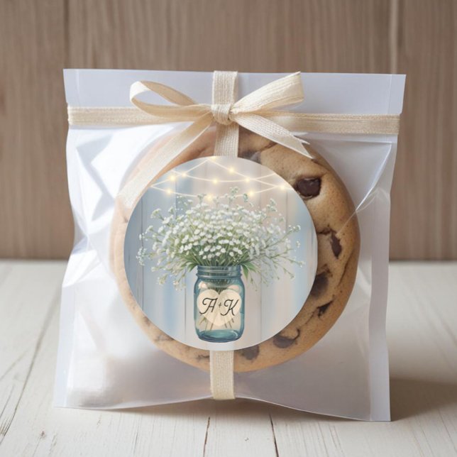 Rustic Wedding Monogram Favor Sticker (Wedding Favor Sticker)