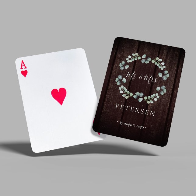 Rustic wedding Mr and Mrs name personalized  Poker Cards (Creator Uploaded)