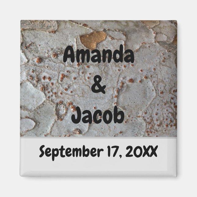 Rustic Wedding Nature Tree Bark Photo Guest Favor Magnet (Front)
