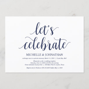 Rustic Wedding Navy Blue Elopement Reception Invitation