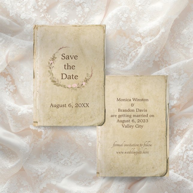 Rustic Wedding Old Paper Save The Date Card (Creator Uploaded)