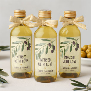Rustic Wedding Olive Oil Infused with Love Foliage Wine Label