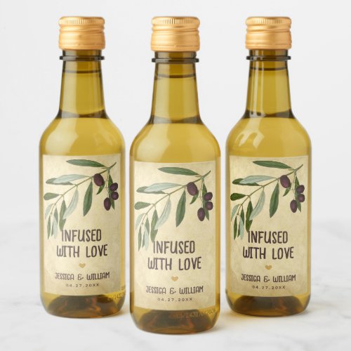 Rustic Wedding Olive Oil Infused with Love Foliage Wine Label