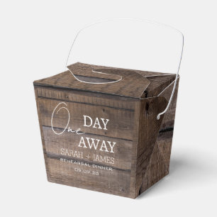 Rustic Wedding One Day Away Rehearsal Dinner Party Favor Boxes