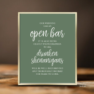 Rustic Wedding Open Bar, Drunken Shenanigans Poster