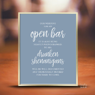Rustic Wedding Open Bar, Drunken Shenanigans Poster
